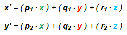 Všeobecné transformačné rovnice premietania z 3D prestoru do 2D roviny