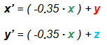 Transformation equations for oblique view from the left