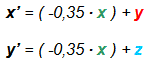 Transformačné rovnice pre šikmé zobrazenie zľava