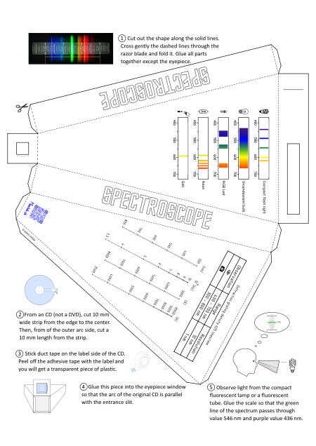 Free plan for make paper spectroscope wiht scale
