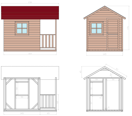 Rozmery z výkresu a plány na stavbu dreveného záhradného domčeka